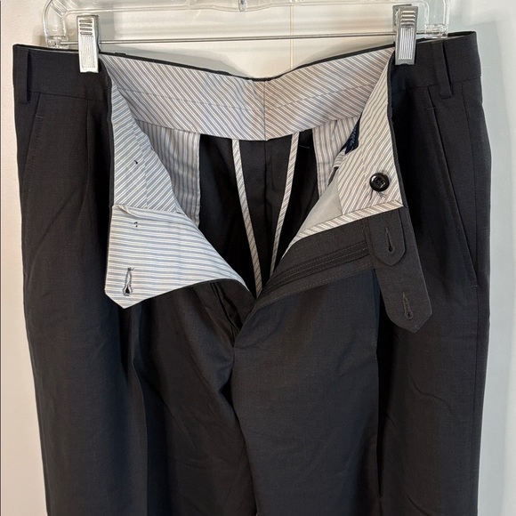 Classic Charcoal Super 100 Italian Wool Trousers. Pleated and Cuffed - Picture 8 of 8